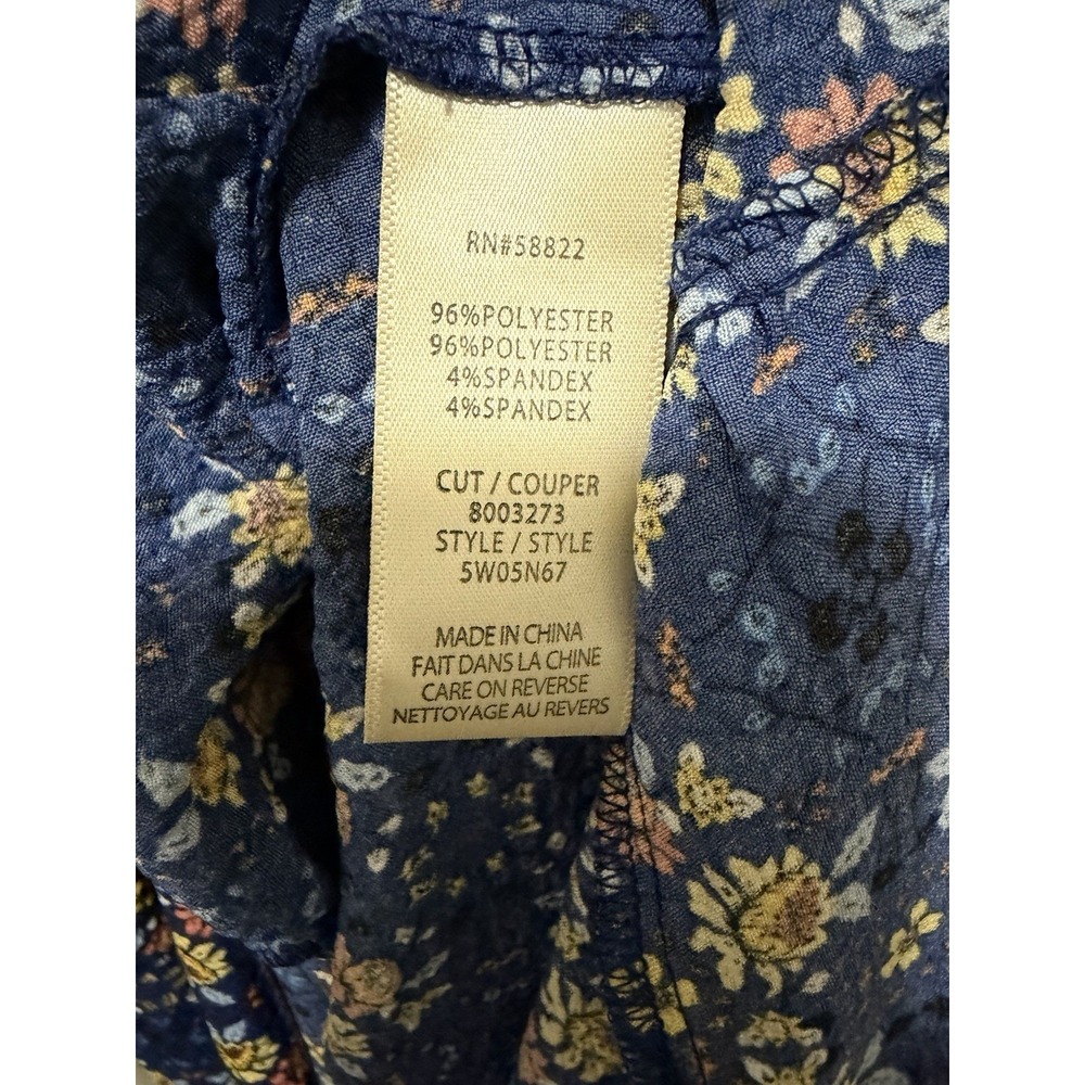 Max Studio London 1X Blue Floral Smocked Maxi Flutter Sleeve Cottagecore Boho - Picture 4 of 9